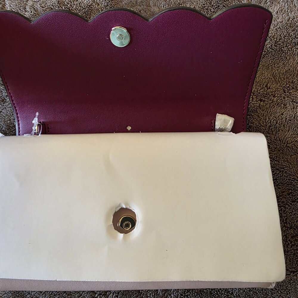 Kate Spade Gemma Scallop Wallet On Chain Rose Smoke Pink Crossbody NWT - Picture 13 of 16